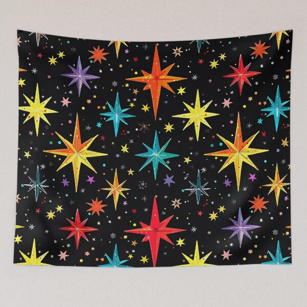 Item preview, Mid-Century Modern Starry Night 1950's Colorful Pattern designed and sold by DEC02.