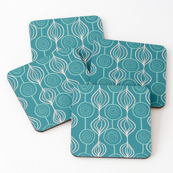 Item preview, Retro Teal & Aqua Mid Century Danish Mod Abstract Floral designed and sold by RetroMaggie.