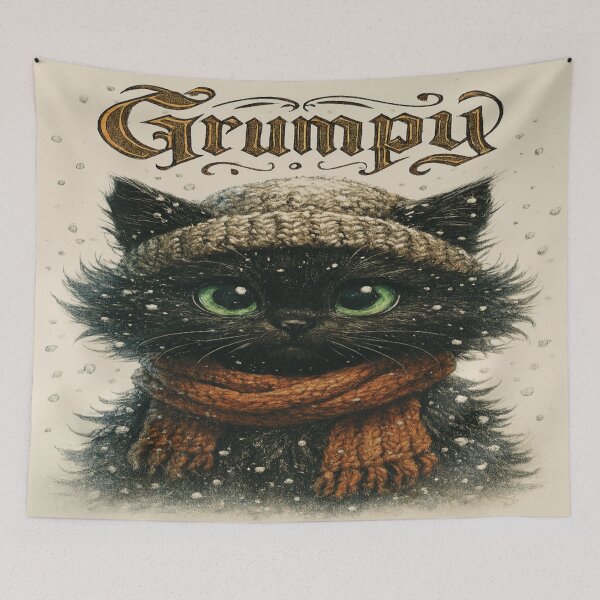 Item preview, Grumpy Winter Cat in Cozy Attire designed and sold by Mindful56.