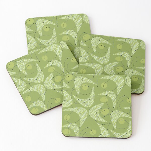 Item preview, Retro Abstract  Atomic Amoeba in Olive Green  designed and sold by RetroMaggie.