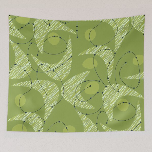 Item preview, Retro Abstract  Atomic Amoeba in Olive Green  designed and sold by RetroMaggie.