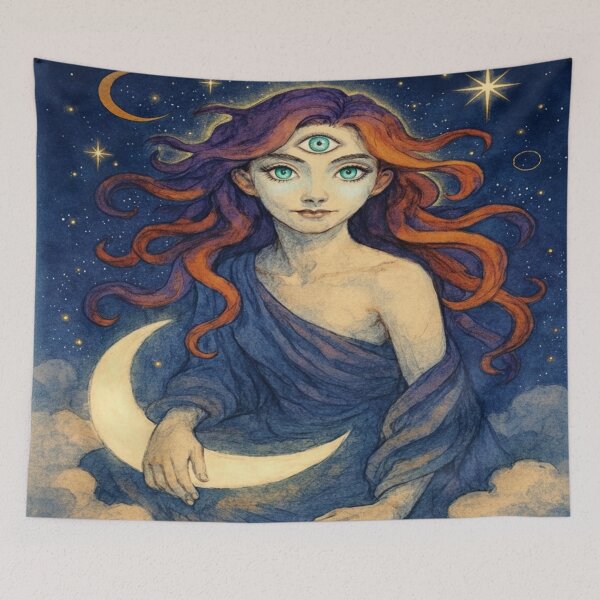 Item preview, Mystic Lunar Oracle Cosmic Vision of the Third Eye designed and sold by Ecosetereos.