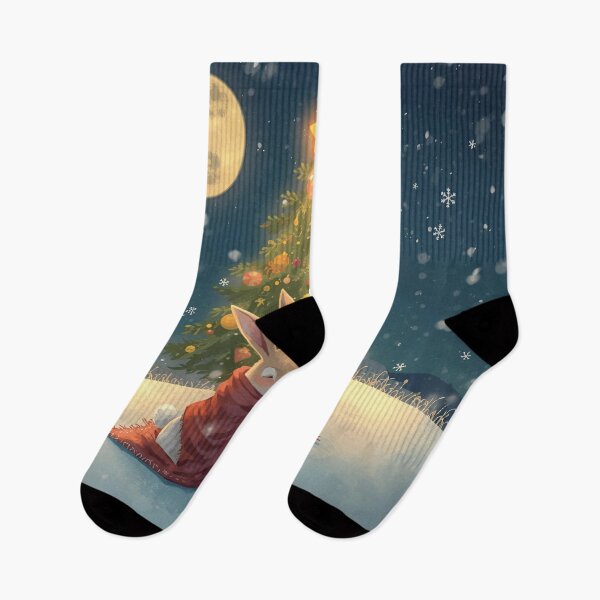 Item preview, Bunny Couple’s Cozy Christmas Night Under the Stars designed and sold by WildlifeWhimsy.