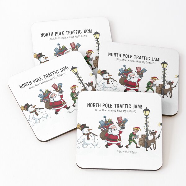 Item preview, North Pole Traffic Jam Funny Coffee Stressed Santa and Selfie Reindeer designed and sold by zoughlal.