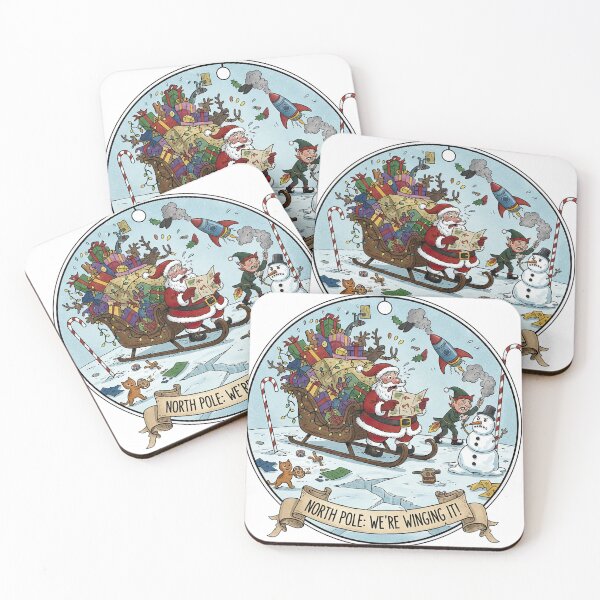 Item preview, North Pole Sleigh Accident We're Winging It Funny Christmas Ornament designed and sold by zoughlal.