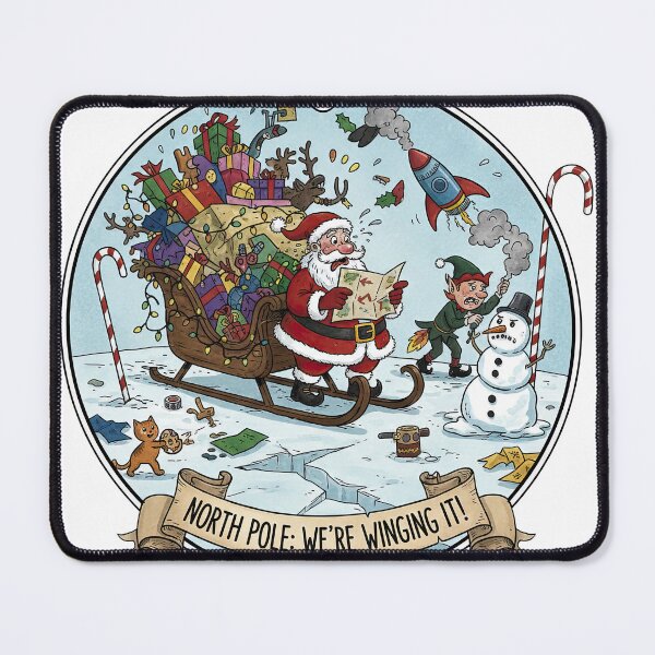 Item preview, North Pole Sleigh Accident We're Winging It Funny Christmas Ornament designed and sold by zoughlal.