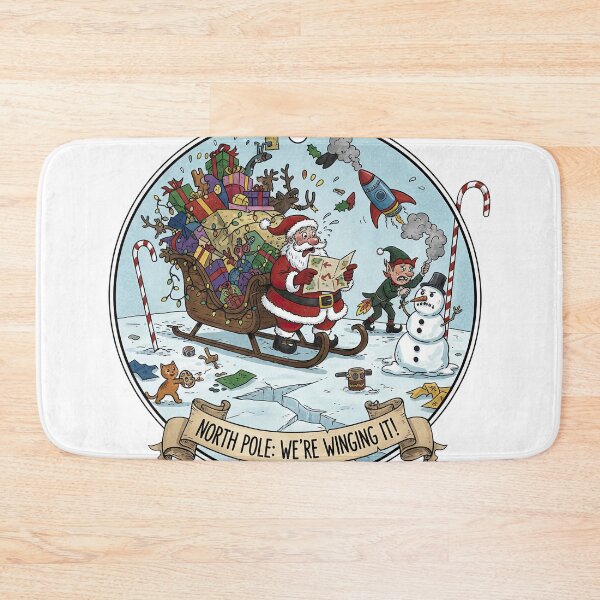 Item preview, North Pole Sleigh Accident We're Winging It Funny Christmas Ornament designed and sold by zoughlal.