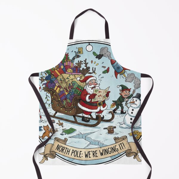 Item preview, North Pole Sleigh Accident We're Winging It Funny Christmas Ornament designed and sold by zoughlal.