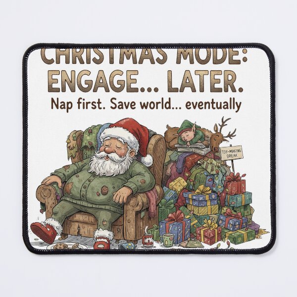 Item preview, Christmas Mode Engage Later Nap First Funny Tired Santa Quote designed and sold by zoughlal.