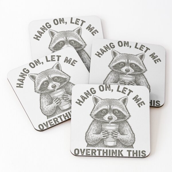 Item preview, Funny Raccoon Overthinking Quote Cute Forest Humor Retro Vibes designed and sold by faridman.