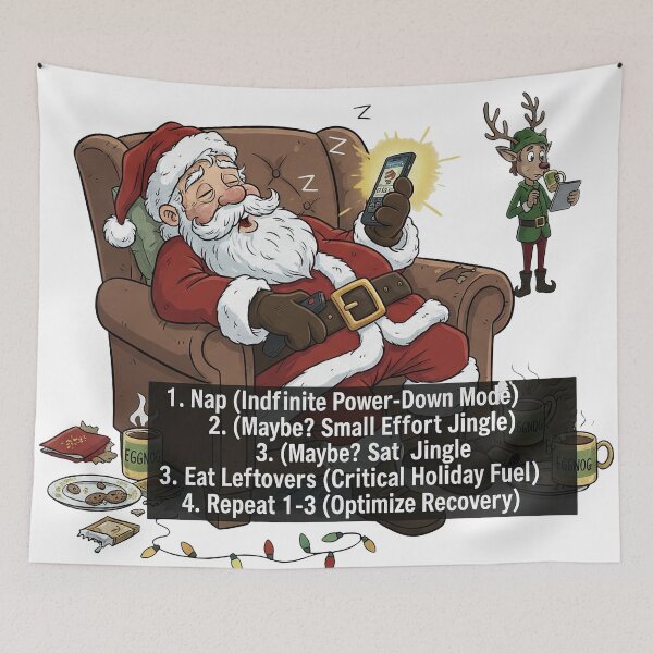 Item preview, Santa's Christmas Plans Infinite Power Down Mode Funny List designed and sold by zoughlal.