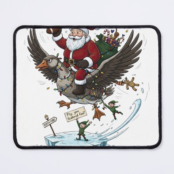 Item preview, Fly You Feathered Fool Santa Riding a Goose Funny Christmas Transport designed and sold by zoughlal.
