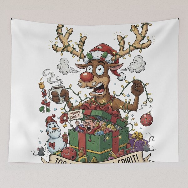 Item preview, Too Much Holiday Spirit Merry Crisis Reindeer and Elf Funny designed and sold by zoughlal.