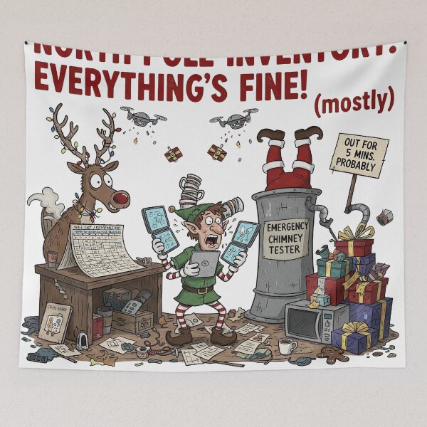 Item preview, North Pole Inventory Everything's Fine Mostly Funny Elf Stress designed and sold by zoughlal.