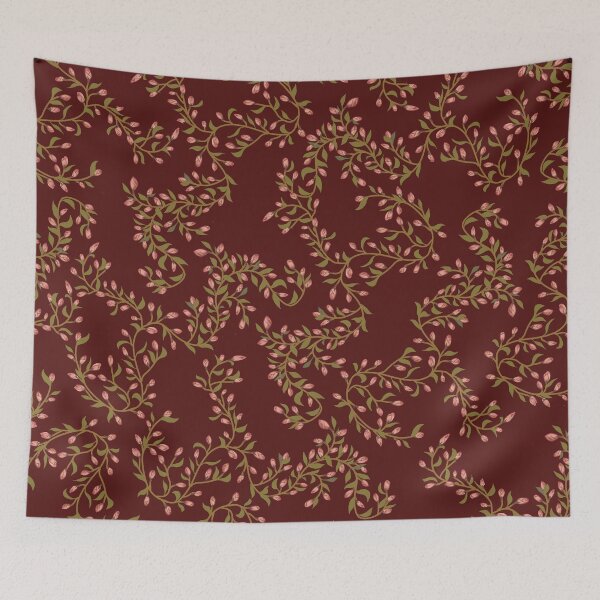 Item preview, Rosebuds floral pattern coquette wine red background designed and sold by CecyLL.