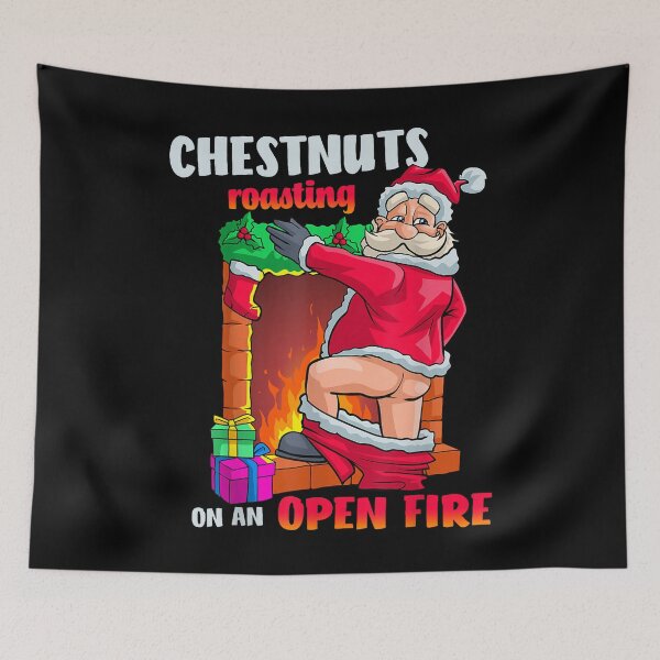 Item preview, Chest Nuts Roasting Funny Naughty Santa Food Pun Xmas designed and sold by Teresa Lindsey.