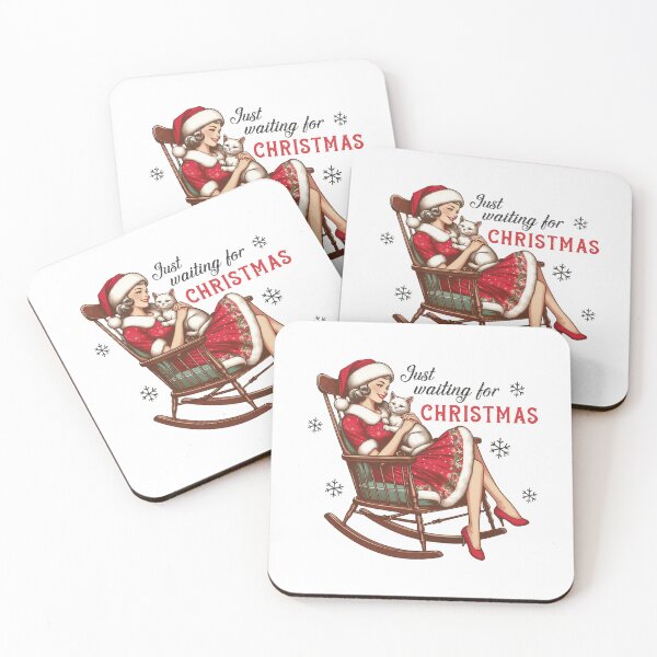Item preview, Vintage Christmas Pin-up Girl and White Kitten in Rocking Chair designed and sold by lojadpop.