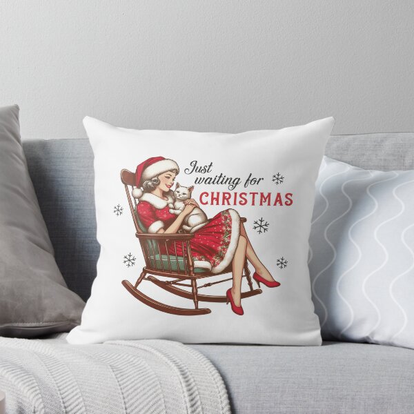 Item preview, Vintage Christmas Pin-up Girl and White Kitten in Rocking Chair designed and sold by lojadpop.