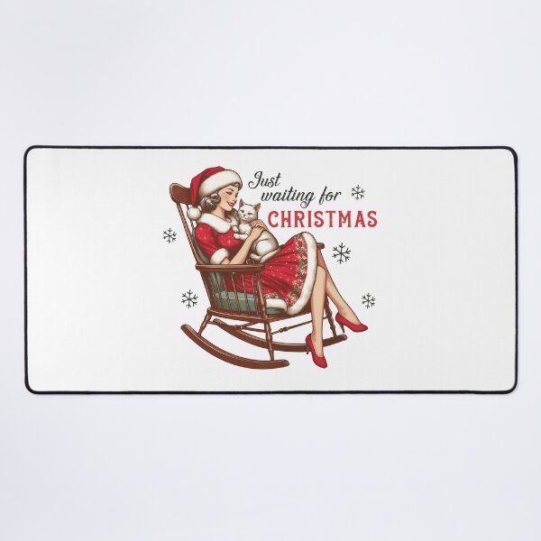 Item preview, Vintage Christmas Pin-up Girl and White Kitten in Rocking Chair designed and sold by lojadpop.