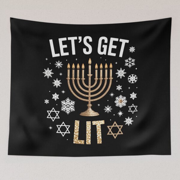 Item preview, LET'S GET LIT Glitter Hanukkah designed and sold by Bandikonsalez.