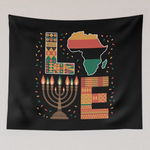 Item preview, LOVE Happy Kwanzaa Africa Map Kinara Candles designed and sold by Bandikonsalez.