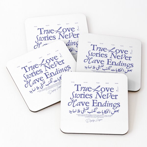Item preview, True Love Stories Never Have Endings – Elegant Typography Quote | Arabic & English Calligraphy Design designed and sold by MonoSoul Shop.