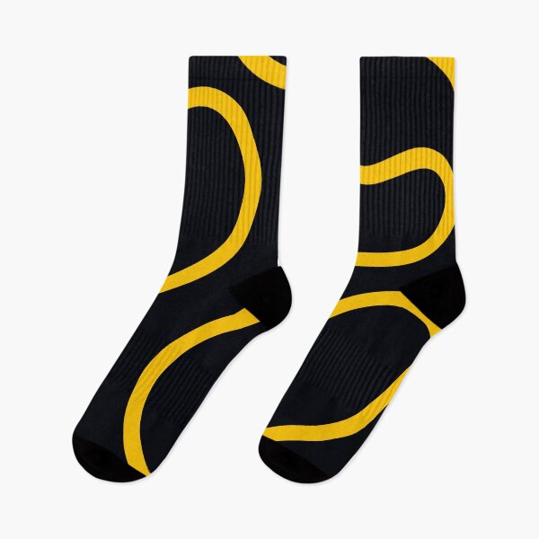 Item preview, Black and Yellow Minimal Curves Lines Abstract Artwork designed and sold by patternsoup.