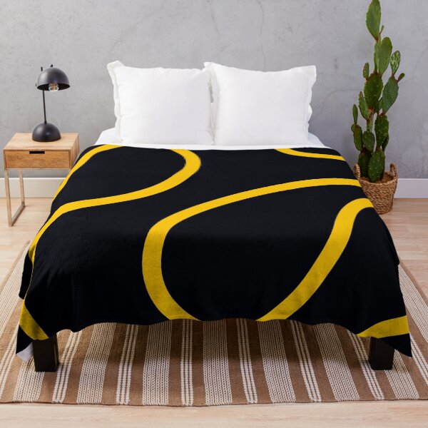 Item preview, Black and Yellow Minimal Curves Lines Abstract Artwork designed and sold by patternsoup.