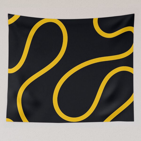 Item preview, Black and Yellow Minimal Curves Lines Abstract Artwork designed and sold by patternsoup.