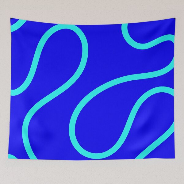 Item preview, Blue Aqua Minimal Curves Lines Abstract Artwork designed and sold by patternsoup.