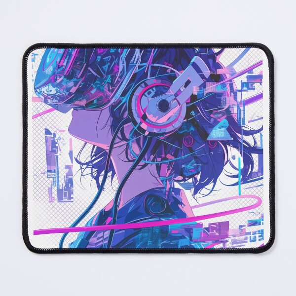 Item preview, Cyber Girl with Headphones - Neon Synthwave Music Art designed and sold by VoidShift.