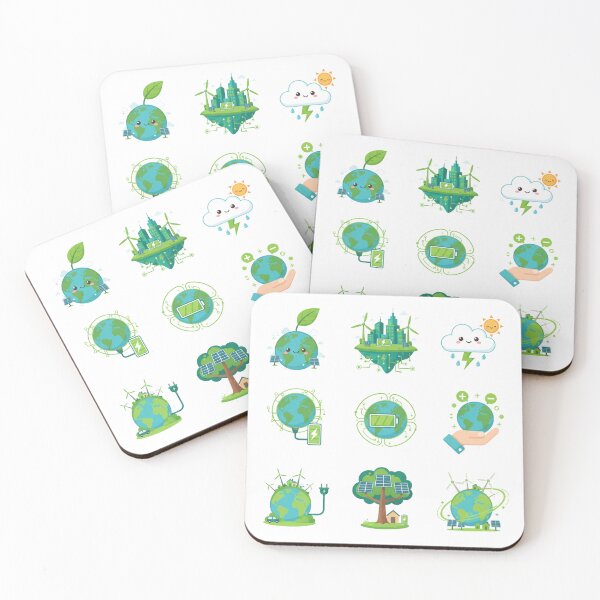 Item preview, Cute Eco Energy Sticker Sheet - 9 Green World & Clean Power Illustrations designed and sold by Siamcatshop.