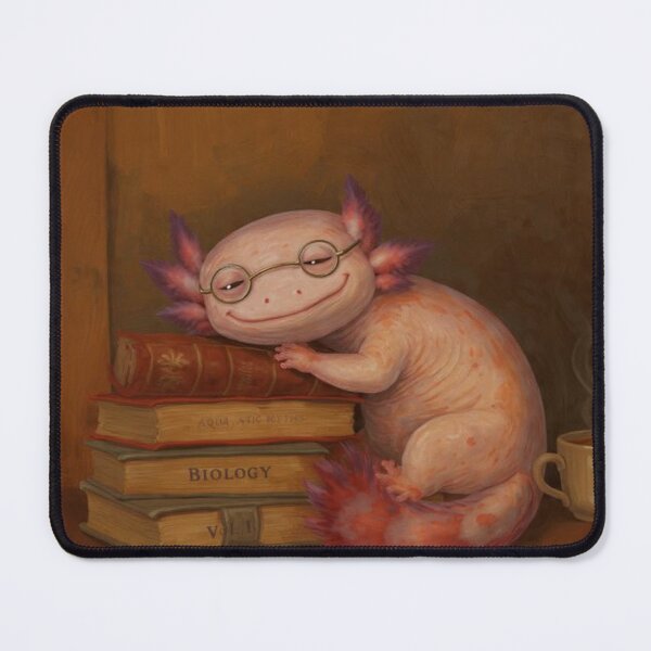Item preview, Bookish Axolotl – Cute Academic Creature Drinking Coffee designed and sold by MadeByACJ.