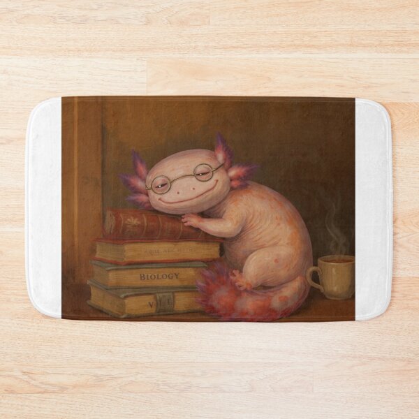 Item preview, Bookish Axolotl – Cute Academic Creature Drinking Coffee designed and sold by MadeByACJ.