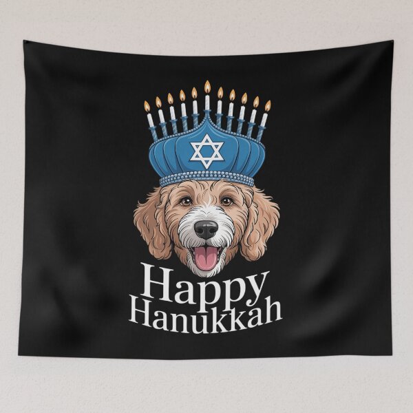 Item preview, Doodle Menorah Hat Hanukkah Chanukah Dog designed and sold by ValerieRodrigue.
