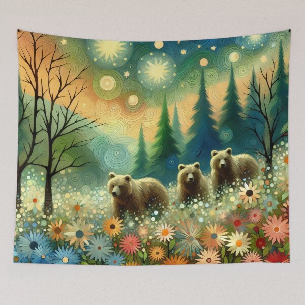 Item preview, Heading Home to Goldilocks – Starry Forest Glow in Klimt-Inspired Style by heidiannemorris © designed and sold by FOLK ART FUSION by heidiannemorris.