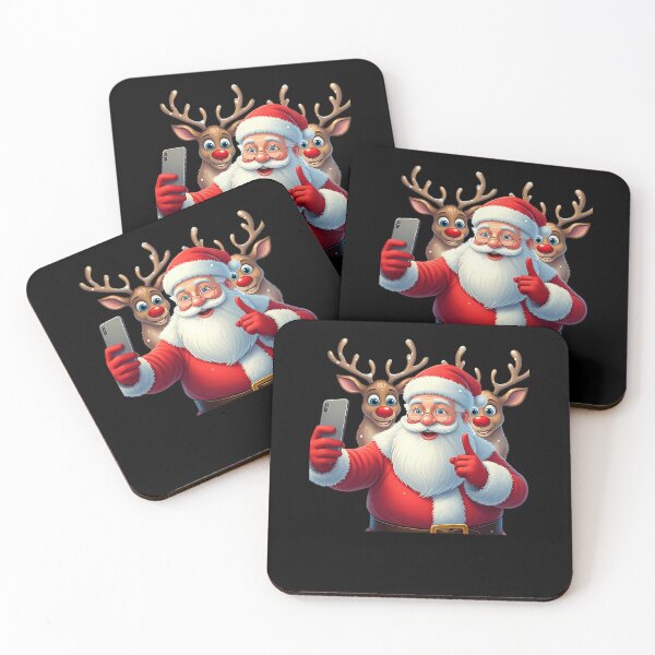 Item preview, santa selfie with reindeer fun christmas cartoon with santa claus and reindeer designed and sold by LoriMccoy55.