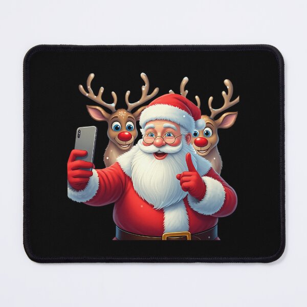 Item preview, santa selfie with reindeer fun christmas cartoon with santa claus and reindeer designed and sold by LoriMccoy55.