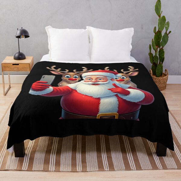 Item preview, santa selfie with reindeer fun christmas cartoon with santa claus and reindeer designed and sold by LoriMccoy55.
