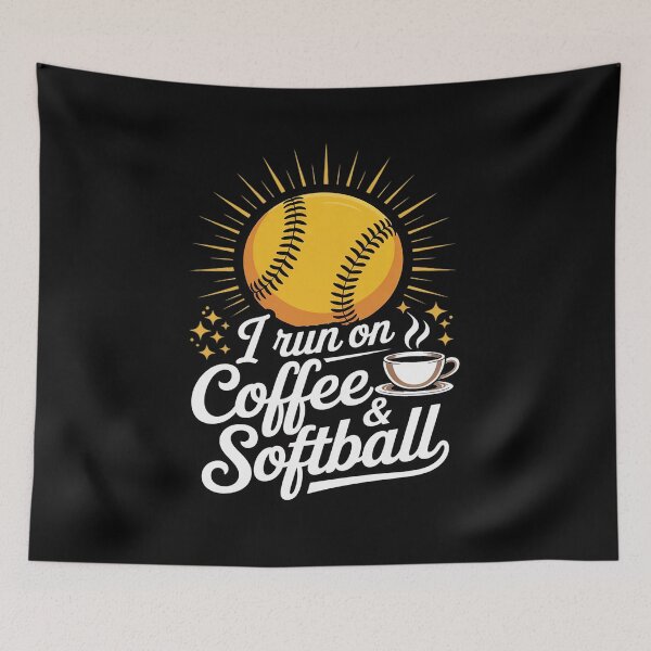Item preview, I Run On Coffee and Softball designed and sold by Rotasiin.