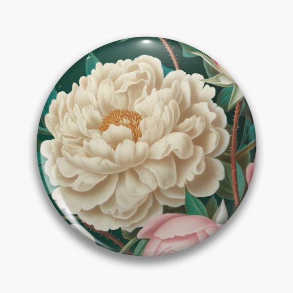 Item preview, Vintage Roses Peonies Gold Frame Art - Pink Cream Botanical Emerald Green Elegant designed and sold by Random Candy Studio.