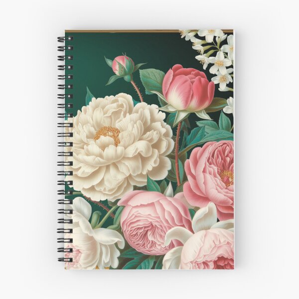 Item preview, Vintage Roses Peonies Gold Frame Art - Pink Cream Botanical Emerald Green Elegant designed and sold by Random Candy Studio.