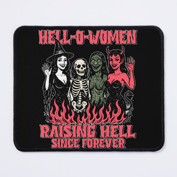 Item preview, Hell-O-Women, Retro Halloween, Funny Raising Hell, Spooky Witch Devil Skeleton, Vintage Horror Design designed and sold by Denenberg Jardel.