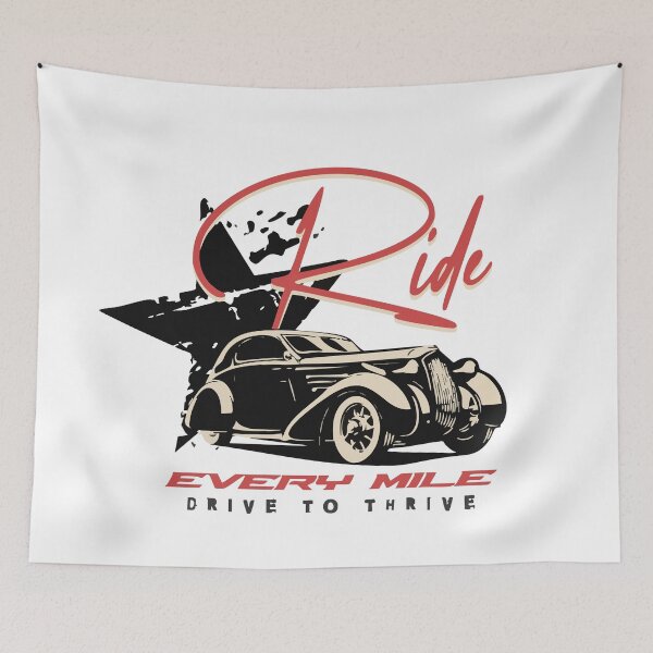 Item preview, Ride Every Mile – Vintage Car Drive Quote designed and sold by B-Space.