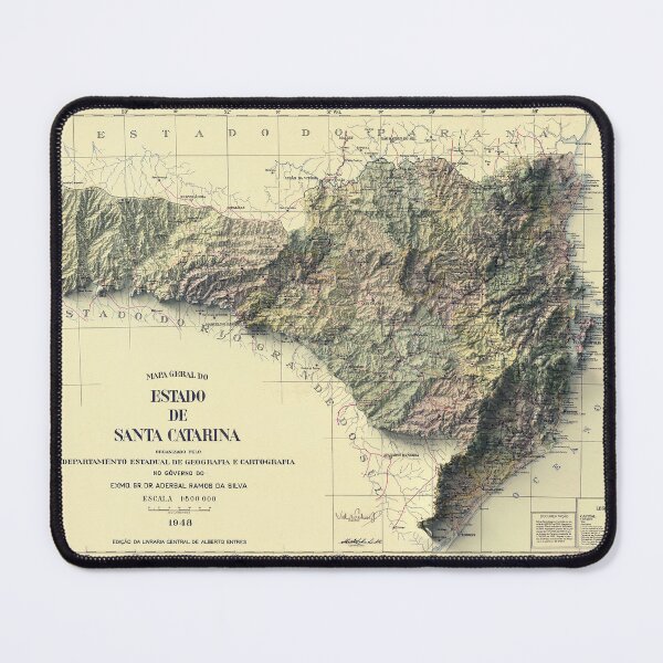 Item preview, 1948 Santa Catarina State, Brazil Shaded Relief Map 3D digitally-rendered designed and sold by ThinkAboutMaps.