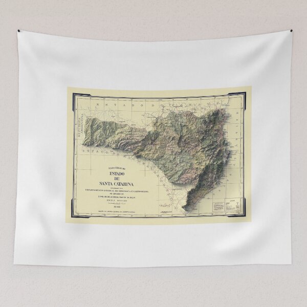 Item preview, 1948 Santa Catarina State, Brazil Shaded Relief Map 3D digitally-rendered designed and sold by ThinkAboutMaps.