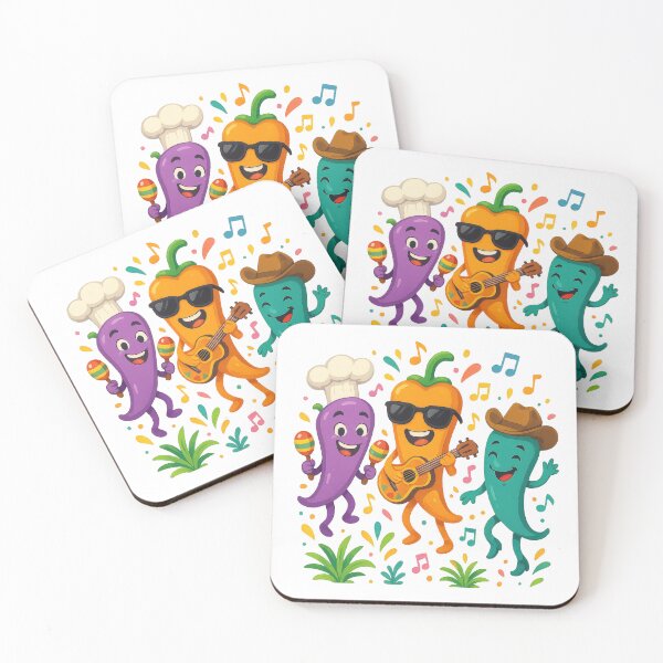Item preview, Fiesta Peppers – Fun Dancing Chili Cartoon Party Design designed and sold by inkoutninja.