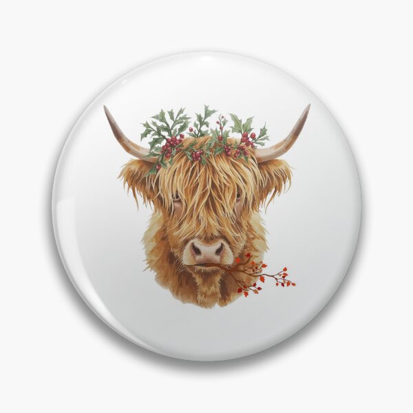 Item preview, Highland Cow Christmas Watercolor – Festive Winter Farmhouse Art designed and sold by Darcy'sArtfortheHeart.