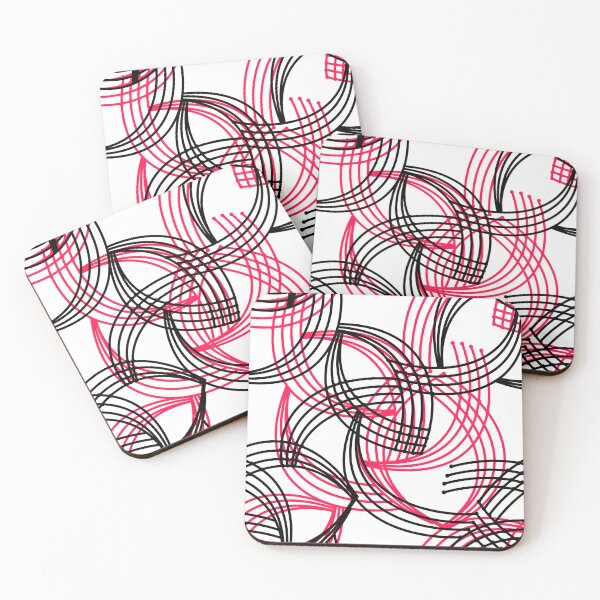 Item preview, Black red curves curved stripes on white  designed and sold by fuzzyfox.