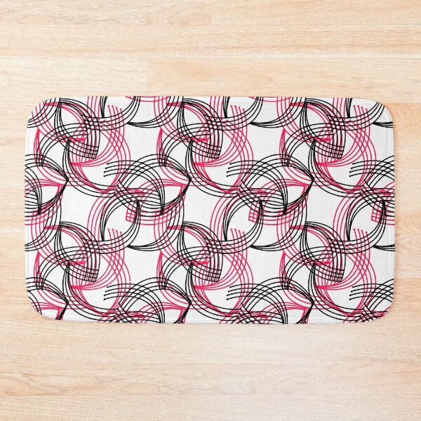 Item preview, Black red curves curved stripes on white  designed and sold by fuzzyfox.